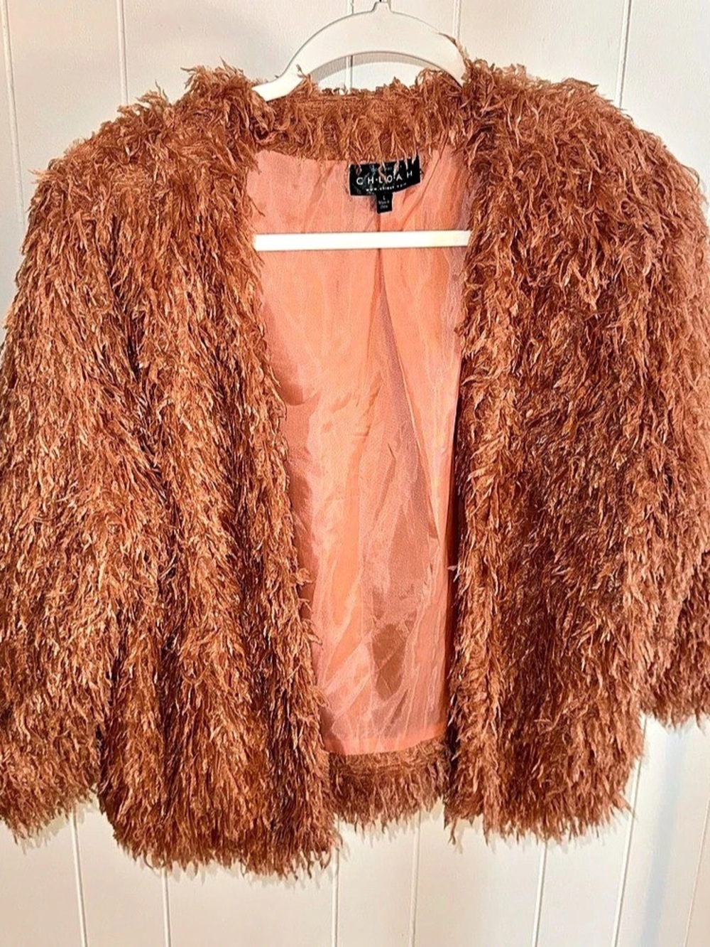 Chloah Faux Fur Teddy Jacket Brown Large Like New
